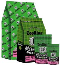 Сухой корм ZOORING MINI ACTIVE DOG ЛОСОСЬ И РИС С ГЛЮКОЗАМИНОМ И ХОНДРОИТИНОМ, для взрослых активных собак мелких и средних пород, учитывает их потребность в повышенной энергии