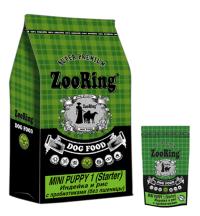 Сухой корм ZOORING MINI PUPPY 1 (STARTER) ИНДЕЙКА И РИС С ПРОБИОТИКАМИ, без пшеницы для щенков мини- и средних пород в возрасте с 3-х недель до 3-4 месяцев, в зависимости от породы, а также для беременных и кормящих сук