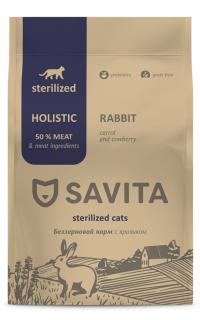 Сухой корм Savita Sterilised Rabbit, для стерилизованных кошек с кроликом