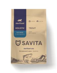 Сухой корм беззерновой Savita Sterilised trout, для стерилизованных кошек с форелью