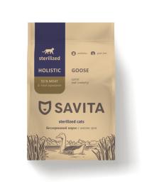 Сухой корм беззерновой Savita Sterilised goose, для стерилизованных кошек с гусём