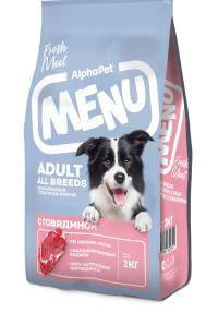 Сухой корм AlphaPet MENU Adult Beef, корм с говядиной для взрослых собак всех пород