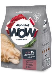 Сухой корм AlphaPet WOW Superpremium Large Adult Beef, для взрослых собак крупных пород с говядиной и сердцем