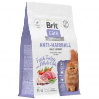 BRIT CARE Сухой корм с белой рыбой и индейкой для взрослых кошек "Cat Anti-Hairball "