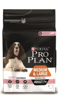 PRO PLAN® для собак старше 7 лет средних и крупных пород с чувствительной кожей с комплексом OPTIDERMA® с лососем